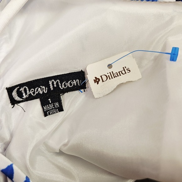 Dear Moon Blue White Floral Fairy Fit Flare Dress Sz 1 Pockets Babydoll Coquette - Picture 12 of 14